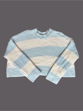 moon & madison Striped Crewneck Sweater in Light Blue & White